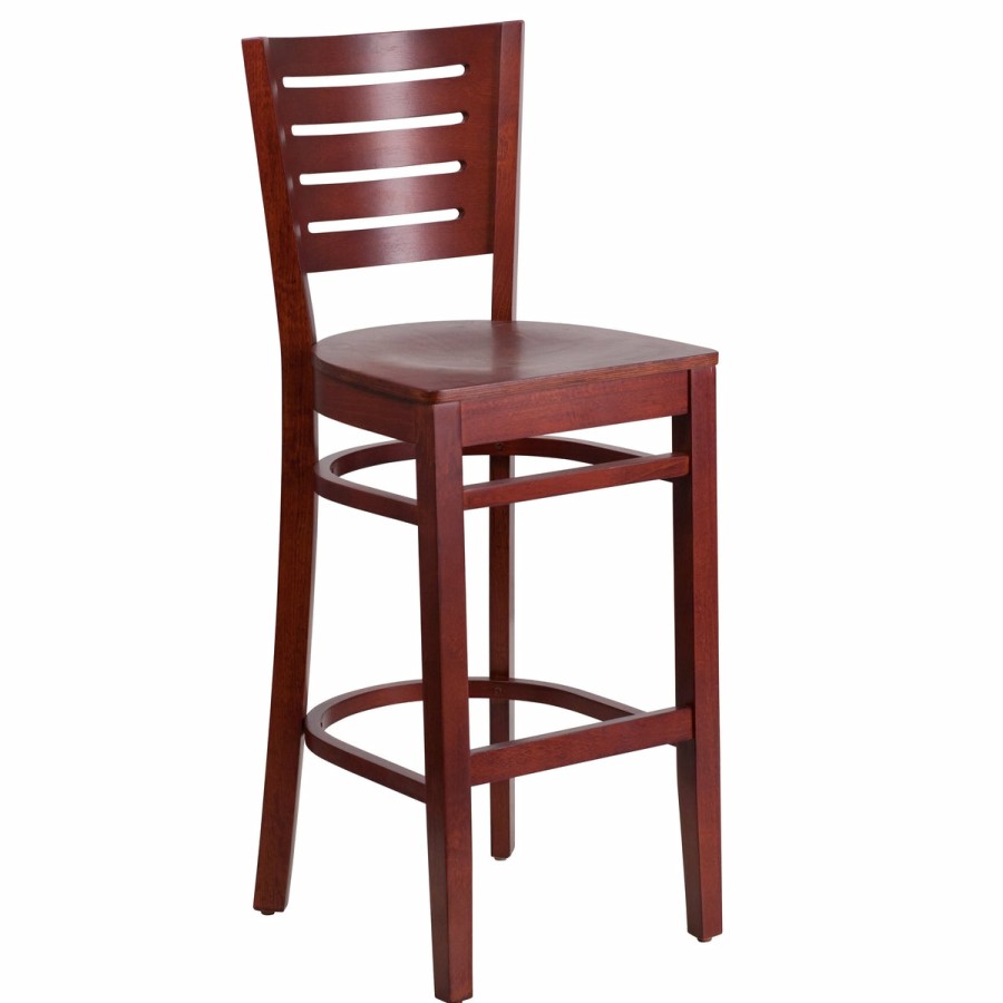 More T&D Restaurant Equipment | Slat Back Wooden Restaurant Barstool