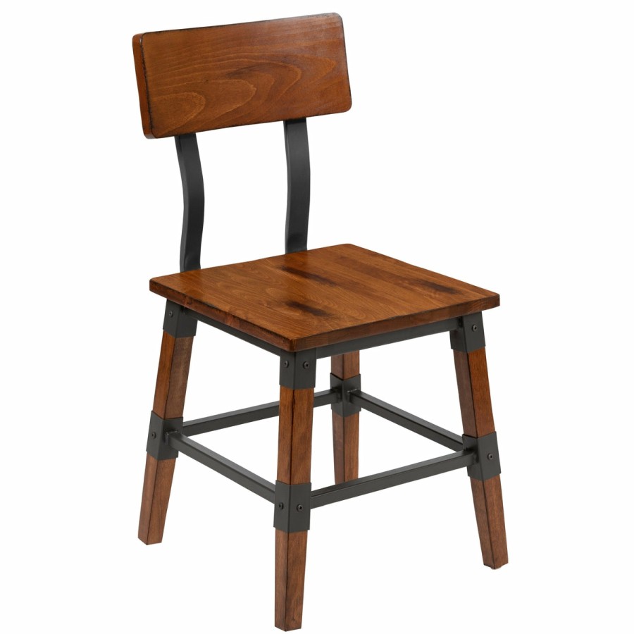 More T&D Restaurant Equipment | Rustic Antique Industrial Wood Dining Chair