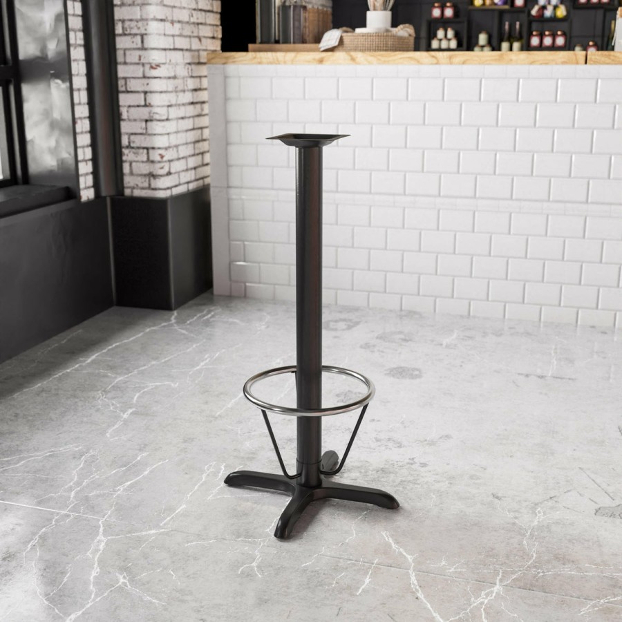 More T&D Restaurant Equipment | 22'' X 22'' Restaurant Table X-Base With 3'' Dia. Bar Height Column And Foot Ring