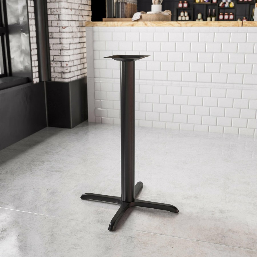 More T&D Restaurant Equipment | 33'' X 33'' Restaurant Table X-Base With 4'' Dia. Bar Height Column