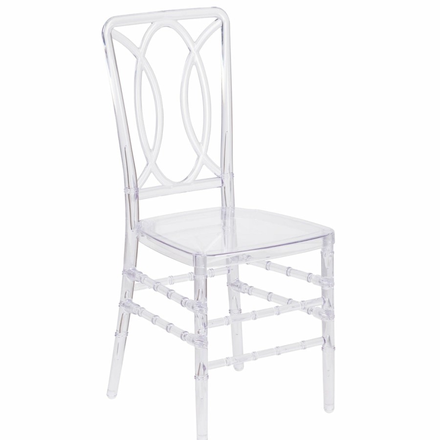 Folding & Event FLASH Ghost Chairs & Stools | Flash Elegance Transparent Stacking Chair With Designer Back - Event Chair - Uv Resistant