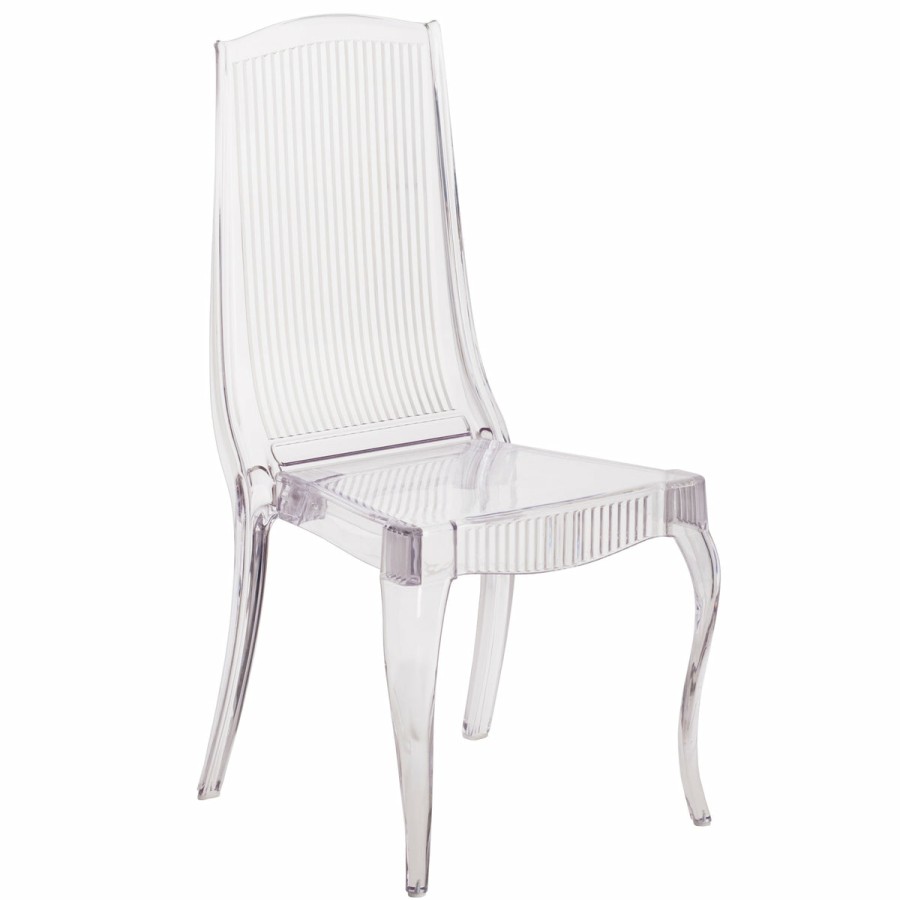 Folding & Event FLASH Ghost Chairs & Stools | Flash Elegance Ghost Stacking Chair With Full Back Vertical Line Design