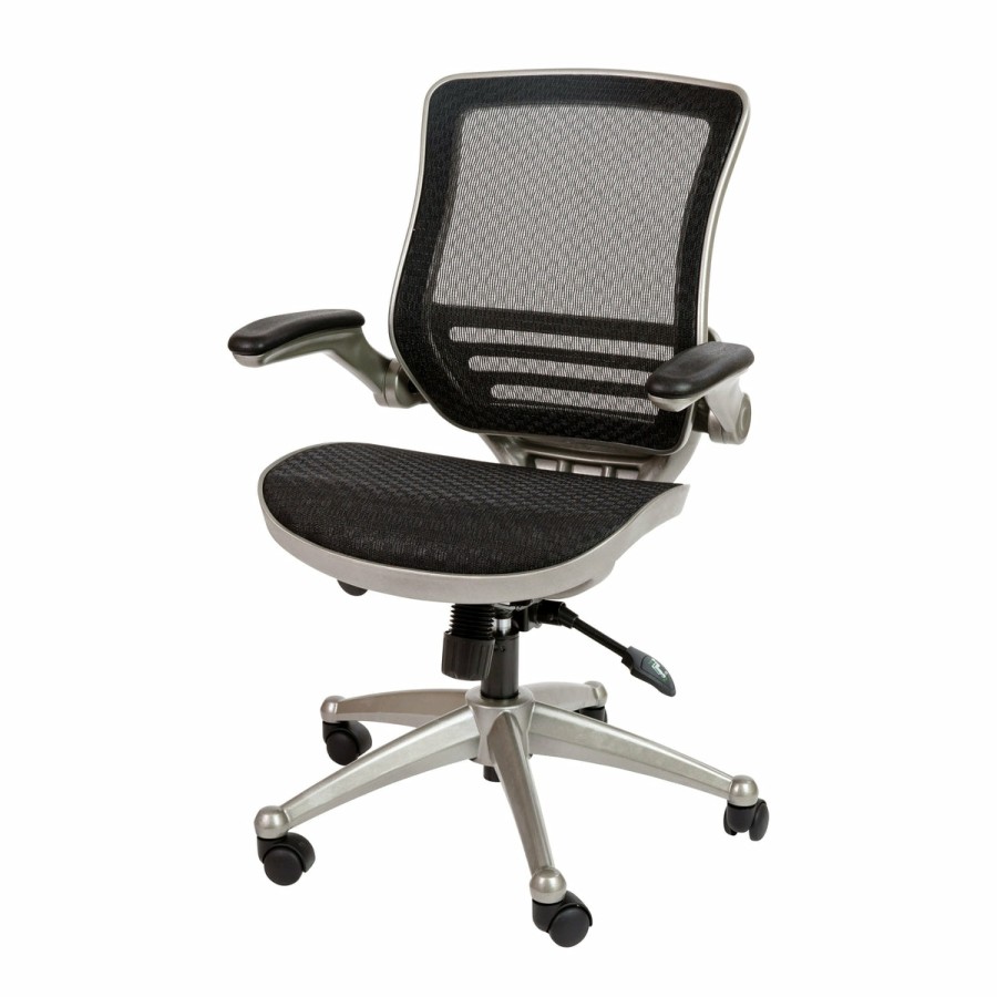 Office & Reception FLASH Executive Office Chairs | Mid-Back Transparent Mesh Executive Swivel Office Chair With Flip-Up Arms