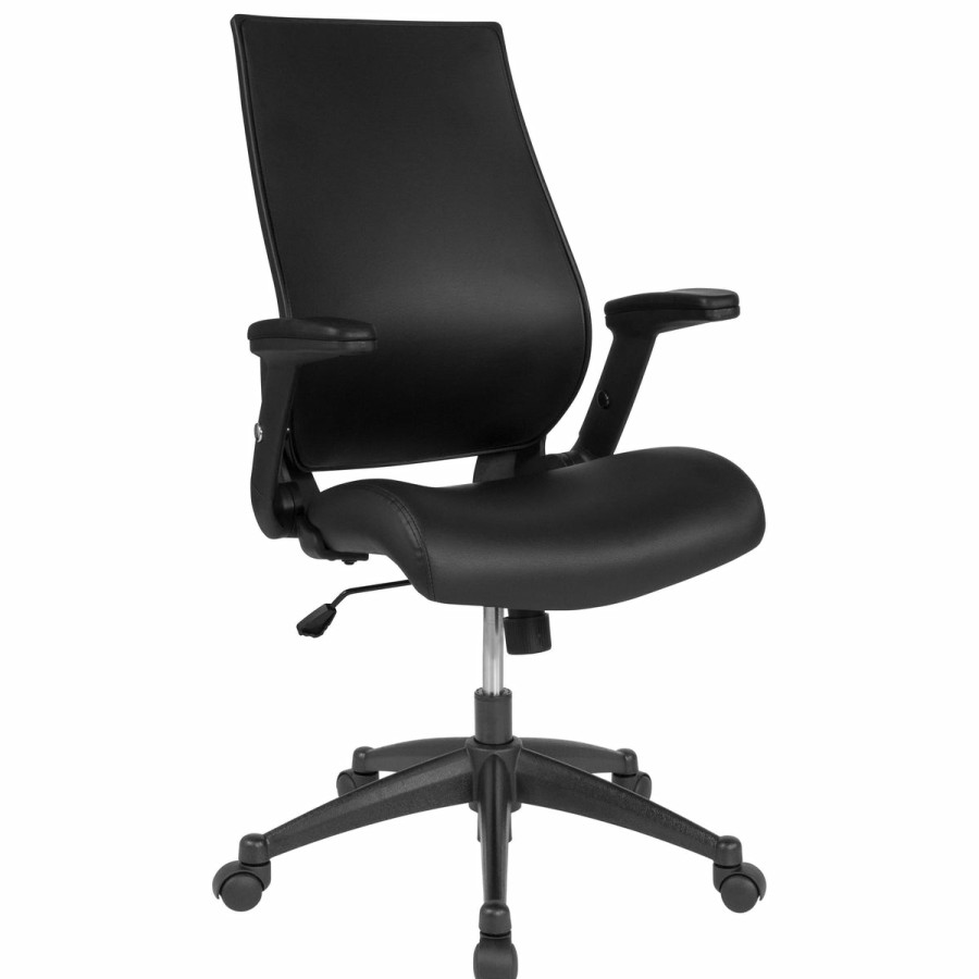 Office & Reception FLASH Executive Office Chairs | High Back Leathersoft Executive Swivel Office Chair With Molded Foam Seat And Adjustable Arms