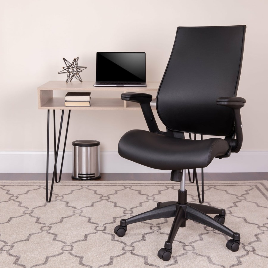 Office & Reception FLASH Executive Office Chairs | High Back Leathersoft Executive Swivel Office Chair With Molded Foam Seat And Adjustable Arms