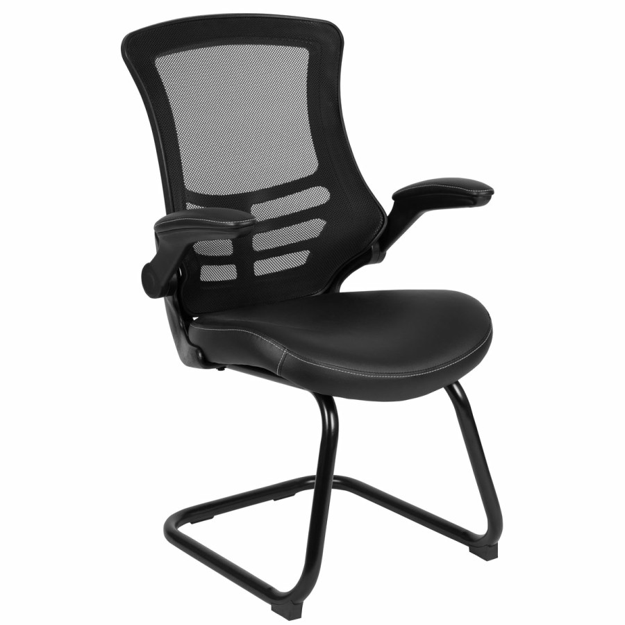 Office & Reception FLASH Reception Side Chairs | Mesh Sled Base Side Reception Chair With Flip-Up Arms