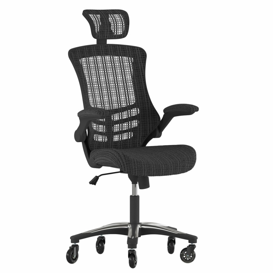 Office & Reception FLASH Executive Office Chairs | Kelista High-Back Swivel Ergonomic Executive Office Chair With Flip-Up Arms And Roller Wheels