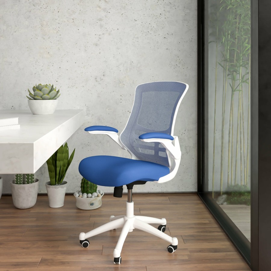 Office & Reception FLASH Task Office Chairs | Mid-Back Mesh Swivel Ergonomic Task Office Chair With Flip-Up Arms