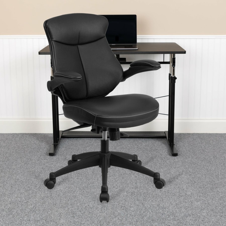 Office & Reception FLASH Executive Office Chairs | Mid-Back Leathersoft Executive Swivel Ergonomic Office Chair With Back Angle Adjustment And Flip-Up Arms