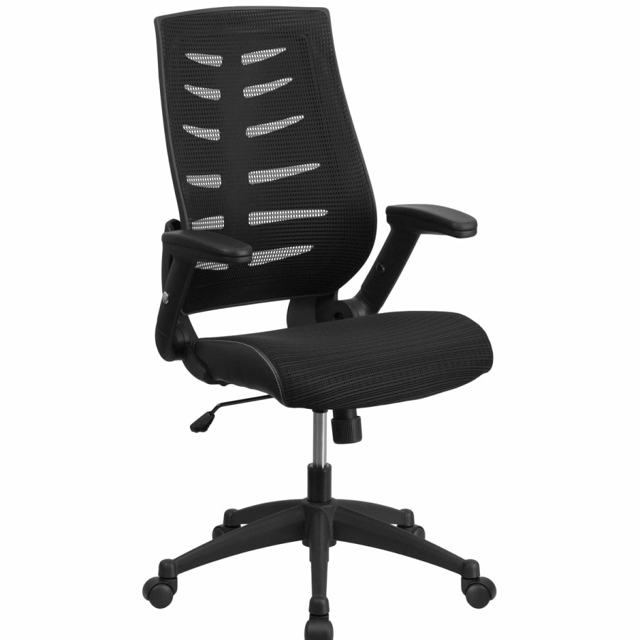 Office & Reception FLASH Executive Office Chairs | High Back Designer Mesh Executive Swivel Ergonomic Office Chair With Height Adjustable Flip-Up Arms