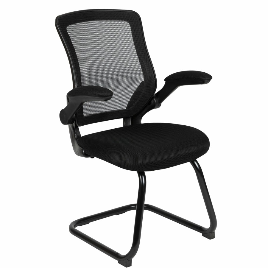 Office & Reception FLASH Reception Side Chairs | Mesh Sled Base Side Reception Chair With Flip-Up Arms