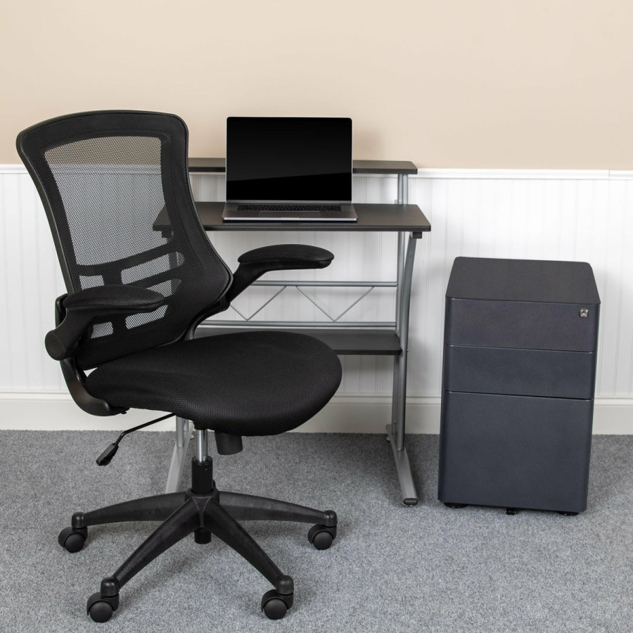 Office & Reception FLASH Office Bundles | Work From Home Kit - Computer Desk, Ergonomic Mesh Office Chair And Locking Mobile Filing Cabinet With Side Handles