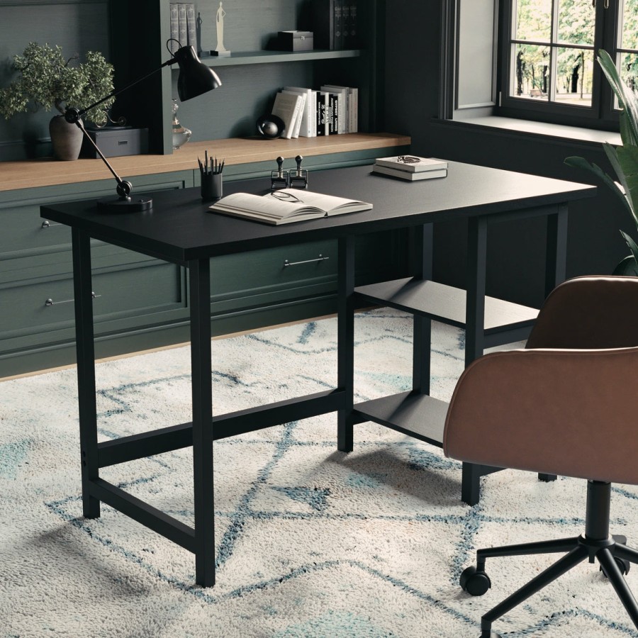 Office & Reception MARTHA STEWART Desks | Beckett Home Office Trestle Desk With Shelves