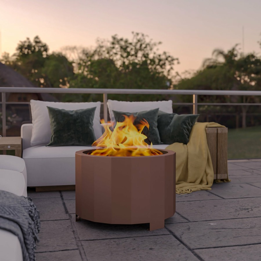 More FLASH | Titus Commercial Grade 27 Inch Smokeless Outdoor Firepit, Natural Wood Burning Portable Fire Pit With Waterproof Cover