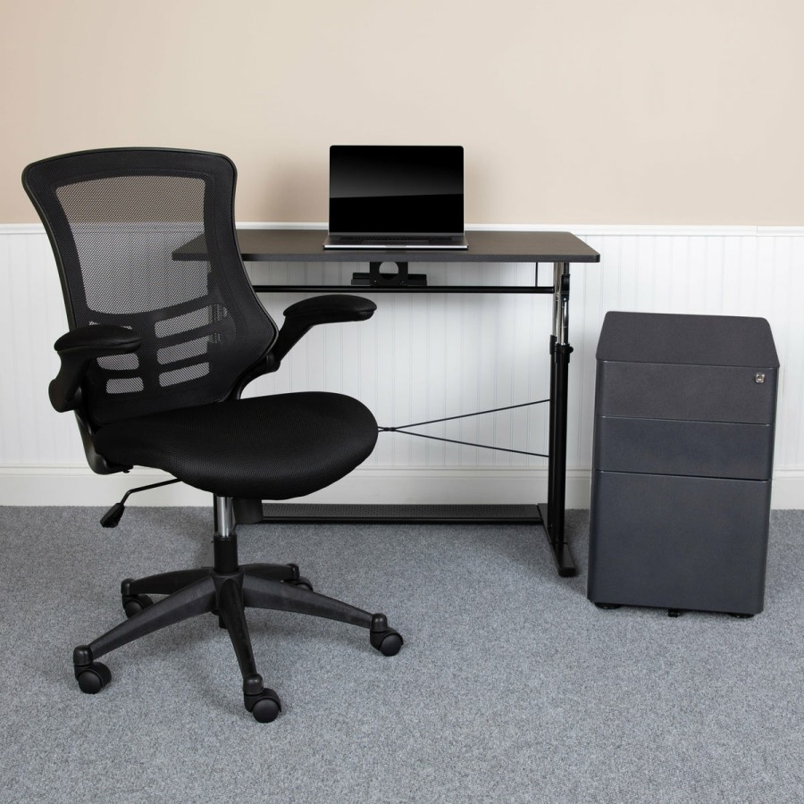 Office & Reception FLASH Office Bundles | Work From Home Kit - Adjustable Computer Desk, Ergonomic Mesh Office Chair And Locking Mobile Filing Cabinet With Side Handles