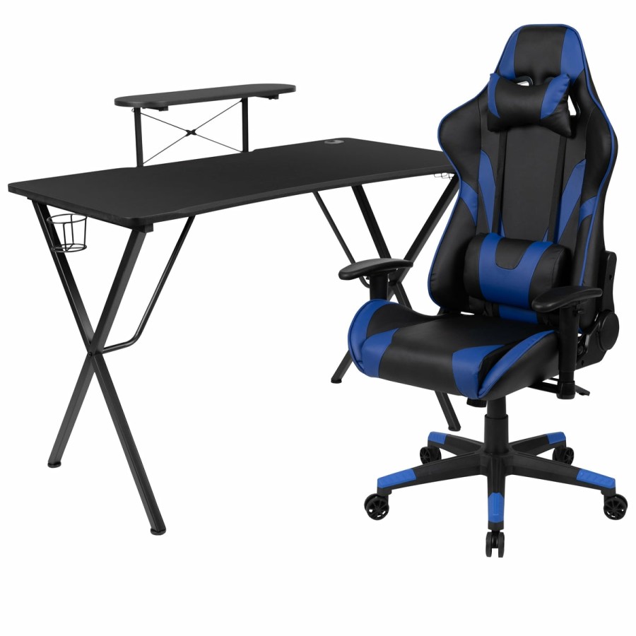 Office & Reception FLASH Gaming Desks & Chairs | Gaming Desk And Reclining Gaming Chair Set With Cup Holder, Headphone Hook, And Monitor/Smartphone Stand