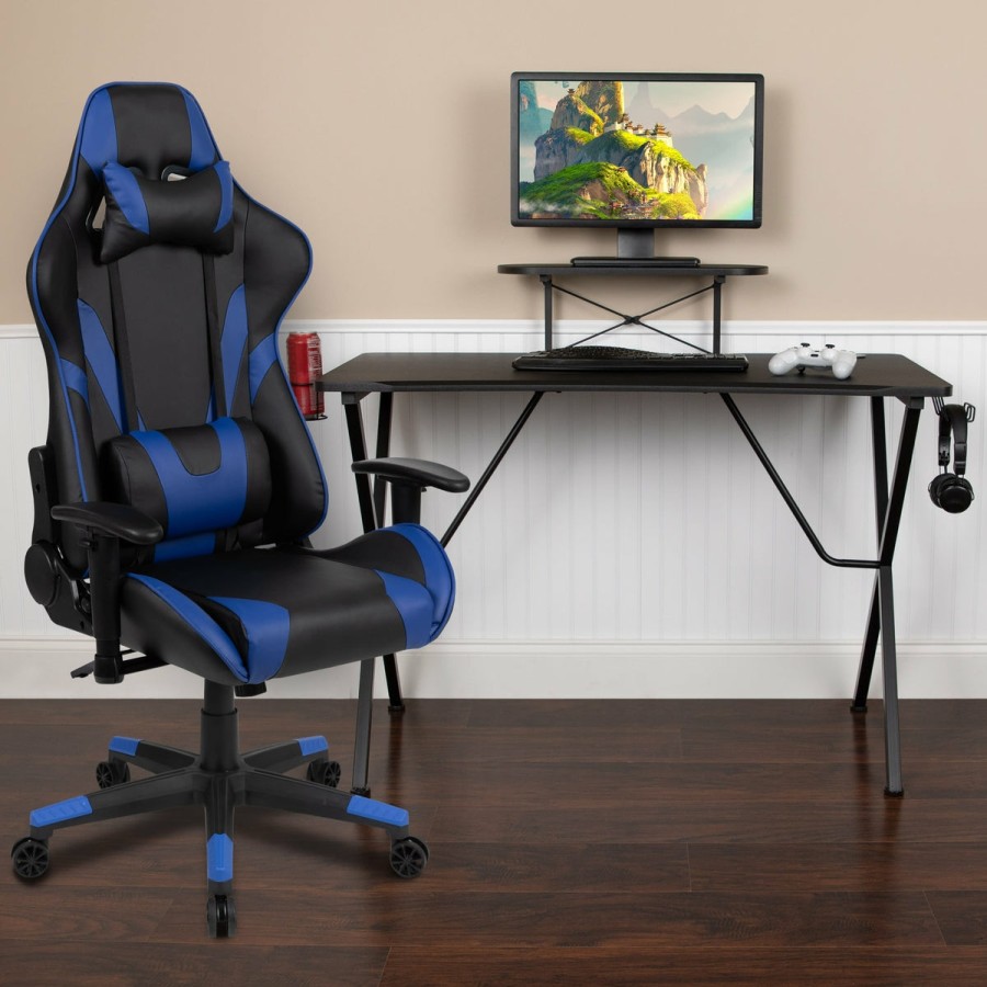 Office & Reception FLASH Gaming Desks & Chairs | Gaming Desk And Reclining Gaming Chair Set With Cup Holder, Headphone Hook, And Monitor/Smartphone Stand