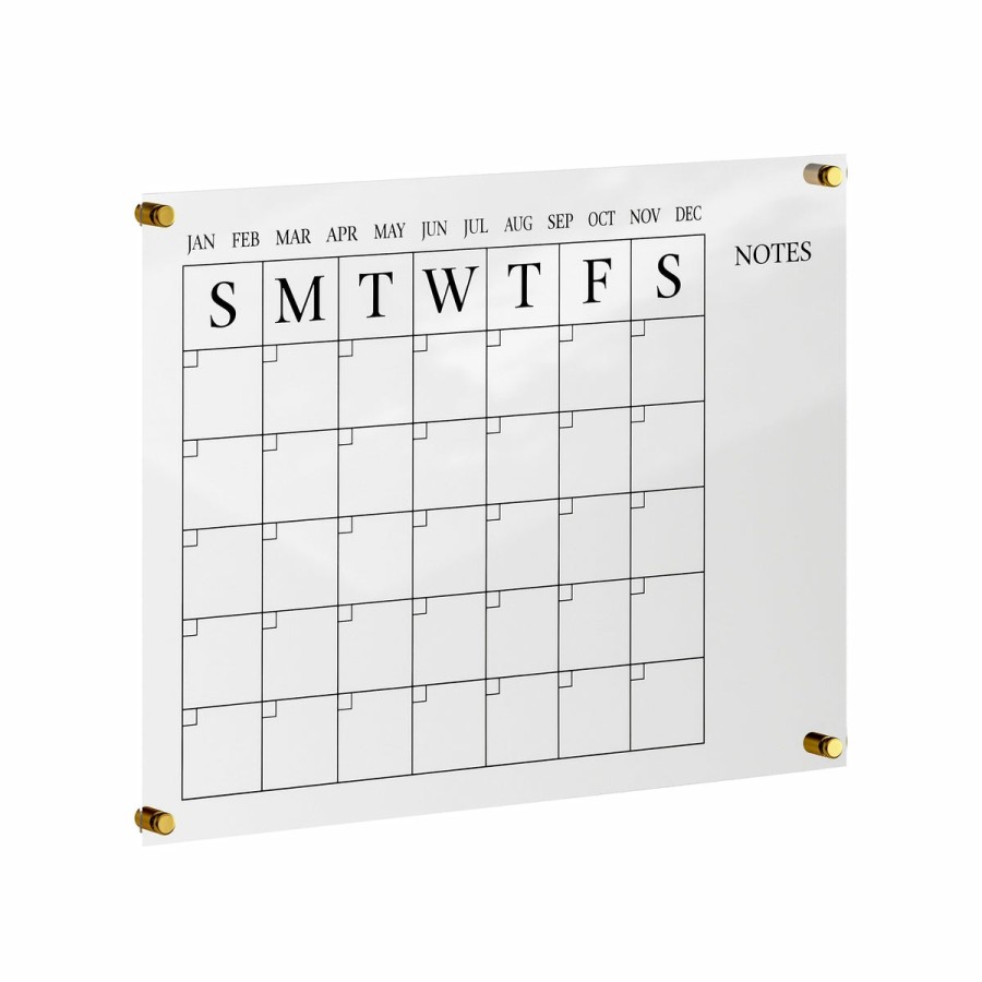 Office & Reception MARTHA STEWART Desk Organizers | Grayson Acrylic Wall Calendar With Notes With Dry Erase Marker And Mounting Hardware, 24" X 18", W/Black Print