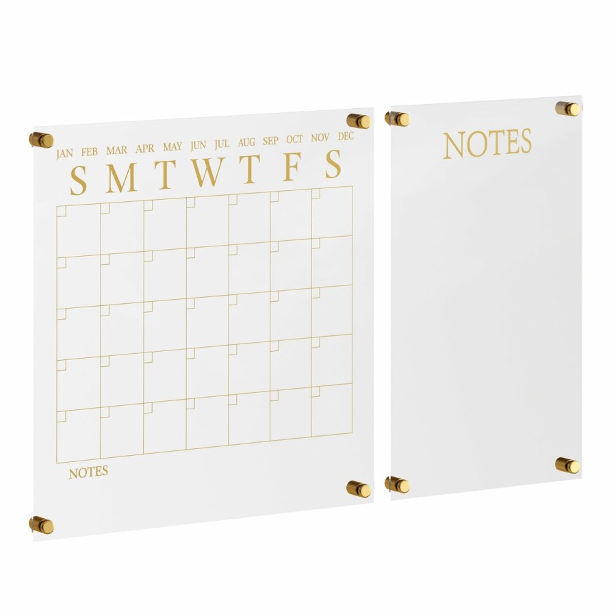 Office & Reception MARTHA STEWART Desk Organizers | Grayson Acrylic Wall Calendar And Notes Board With Dry Erase Marker And Mounting Hardware, Set Of 2