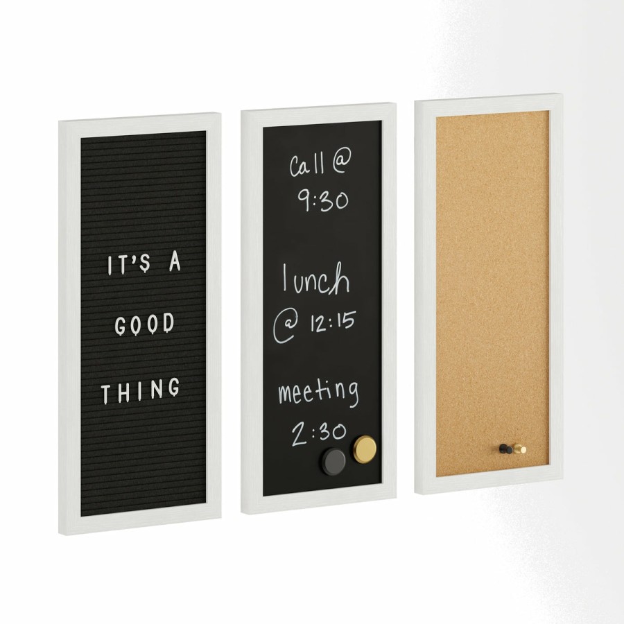 Office & Reception MARTHA STEWART Desk Organizers | Everette Cork Board, Chalk Board, Letter Board Set With Included Push Pins, Magnets, Liquid Chalk, Letters, Woodgrain Frame