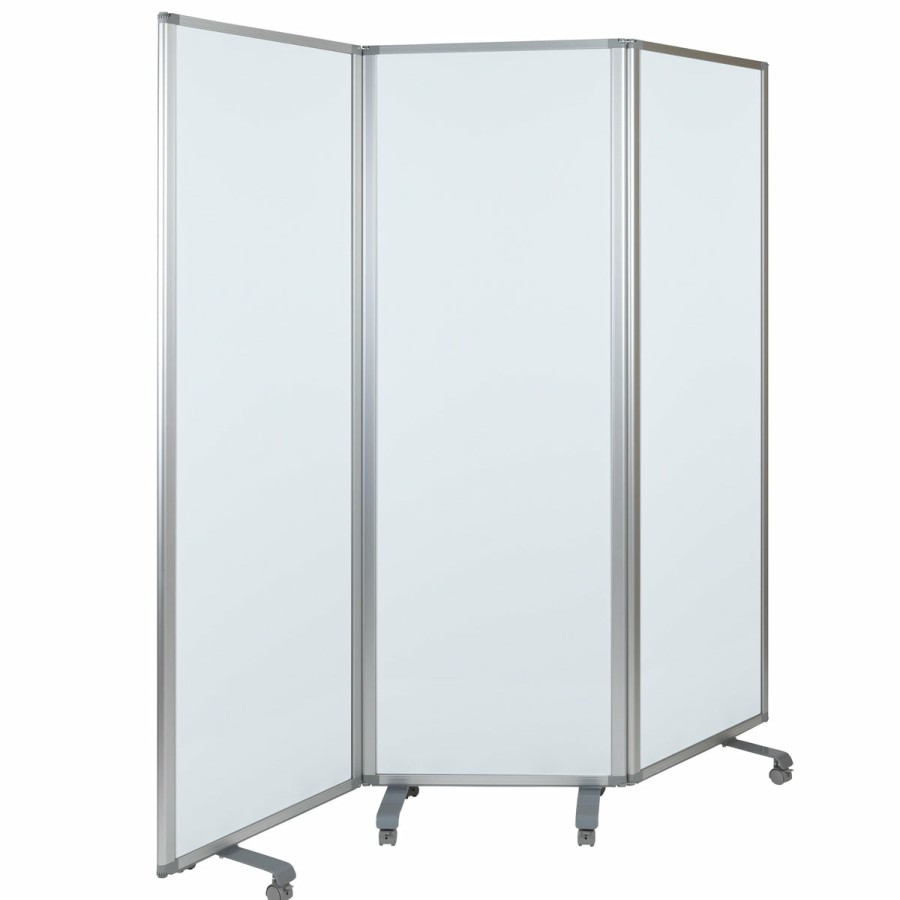 Classroom FLASH Cork & Marker Boards | Mobile Magnetic Whiteboard Partition With Lockable Casters, 72"H X 24"W (3 Sections Included)