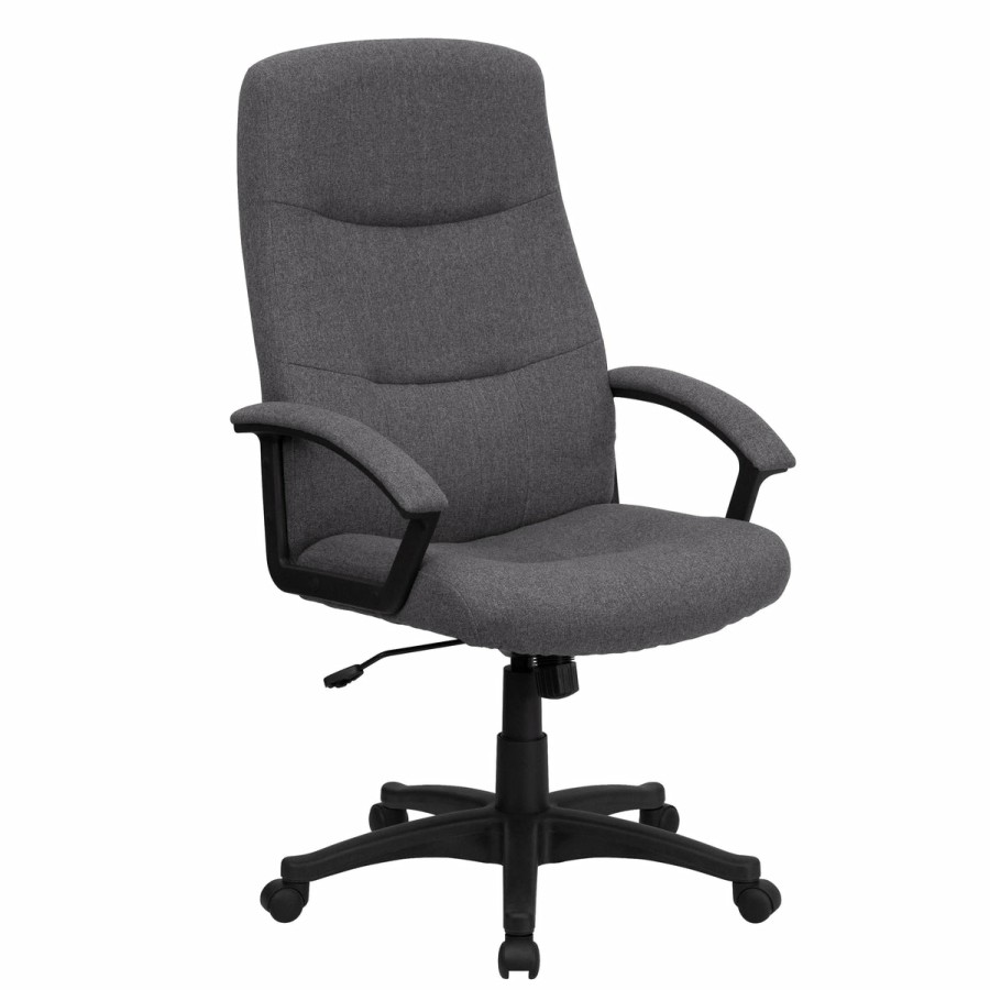 Office & Reception FLASH Executive Office Chairs | High Back Fabric Executive Swivel Office Chair With Two Line Horizontal Stitch Back And Arms