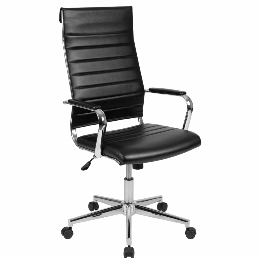 Office & Reception FLASH Executive Office Chairs | High Back Leathersoft Contemporary Ribbed Executive Swivel Office Chair