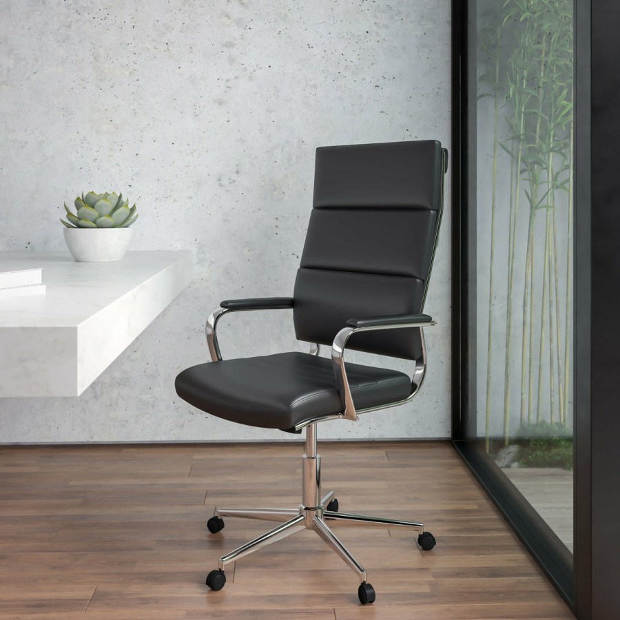 Office & Reception FLASH Executive Office Chairs | High Back Leathersoft Contemporary Panel Executive Swivel Office Chair