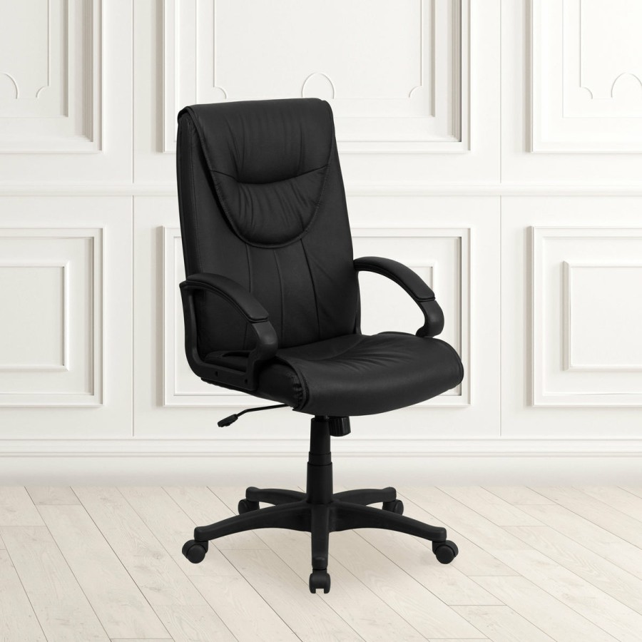 Office & Reception FLASH Executive Office Chairs | High Back Leather Executive Swivel Office Chair With Distinct Headrest And Arms