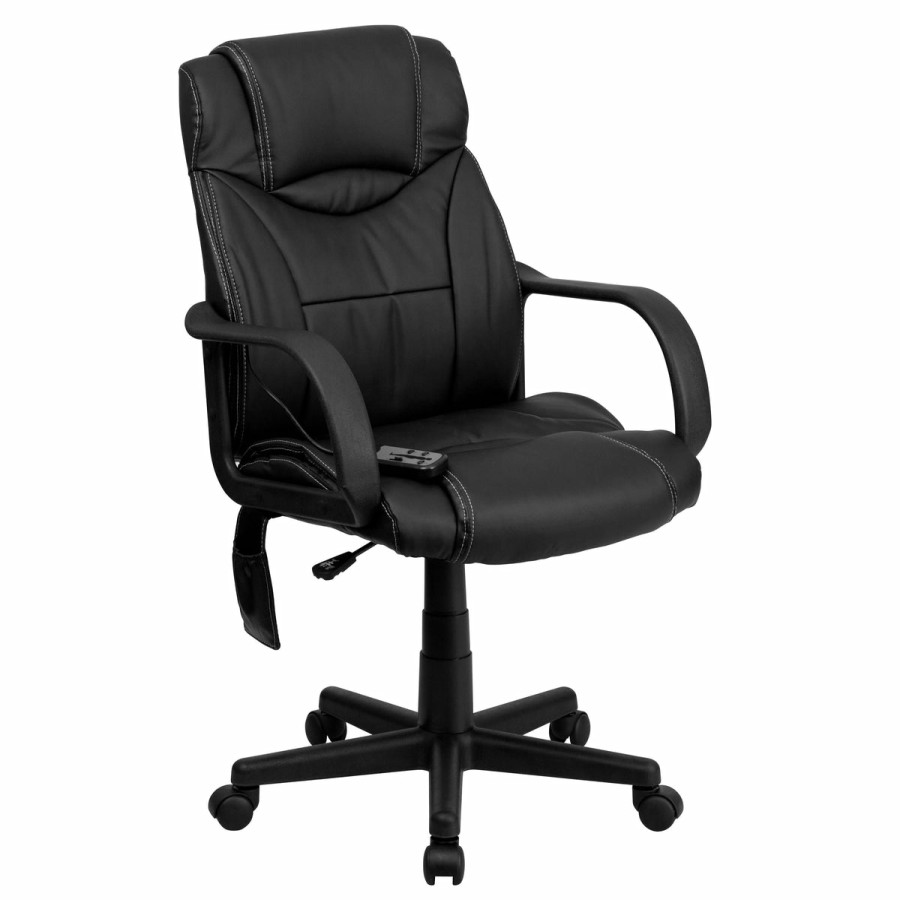 Office & Reception FLASH Executive Office Chairs | High Back Ergonomic Massaging Leathersoft Executive Swivel Office Chair With Arms