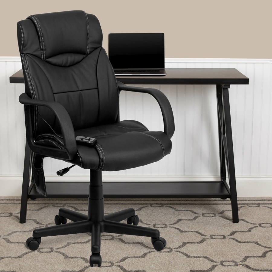 Office & Reception FLASH Executive Office Chairs | High Back Ergonomic Massaging Leathersoft Executive Swivel Office Chair With Arms