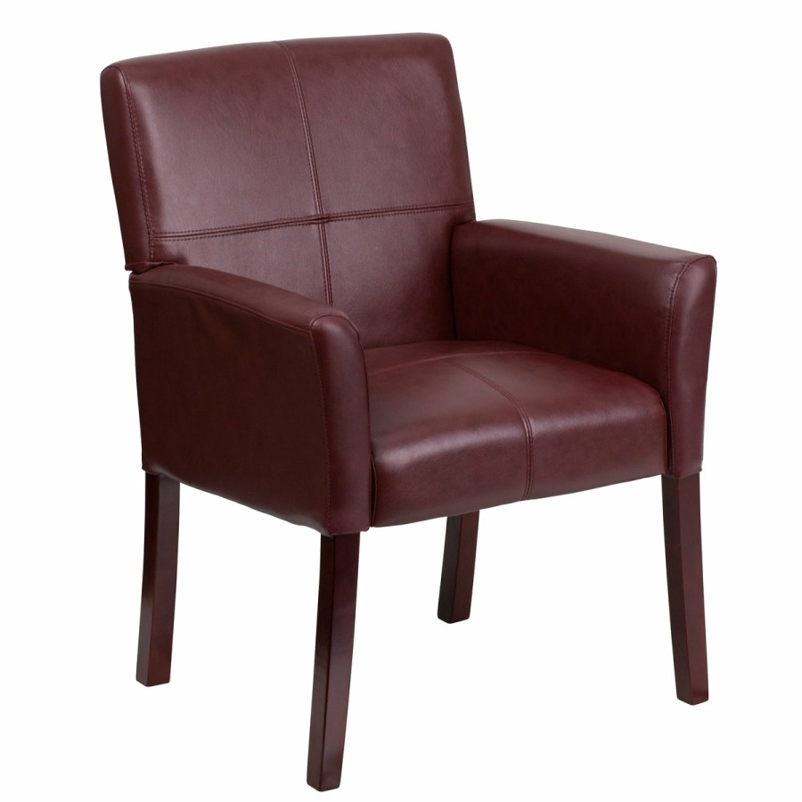 Office & Reception FLASH Reception Side Chairs | Leathersoft Executive Side Reception Chair With Mahogany Legs