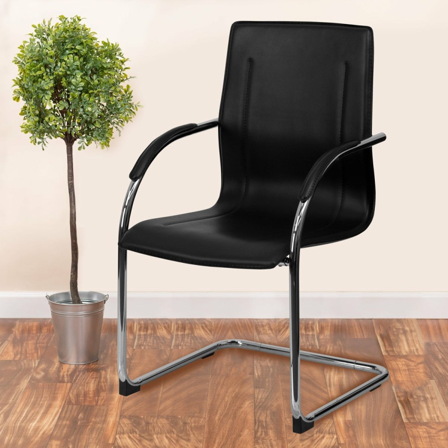 Office & Reception FLASH Reception Side Chairs | Vinyl Side Reception Chair With Chrome Sled Base