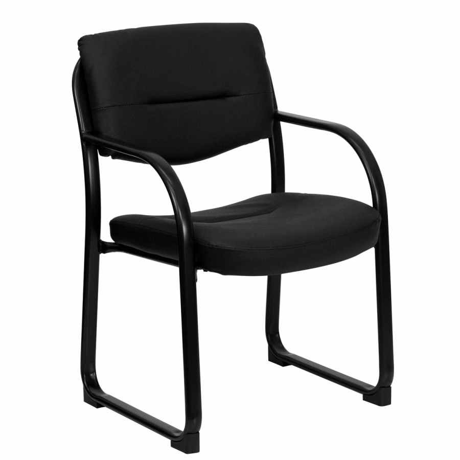 Office & Reception FLASH Reception Side Chairs | Leathersoft Executive Side Reception Chair With Sled Base