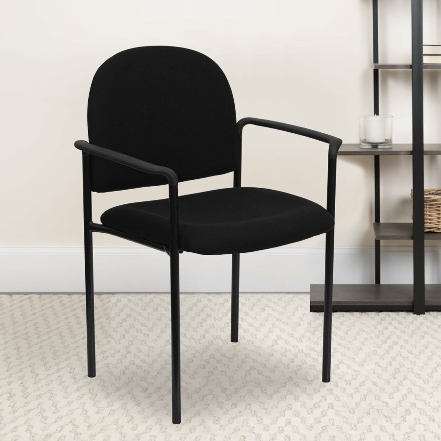 Office & Reception FLASH Reception Stack Chairs | Comfort Stackable Steel Side Reception Chair With Arms