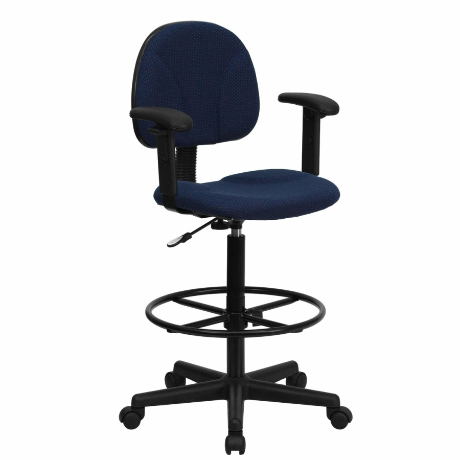 Office & Reception FLASH Drafting Stools | Fabric Drafting Chair With Adjustable Arms (Cylinders: 22.5''-27''H Or 26''-30.5''H)