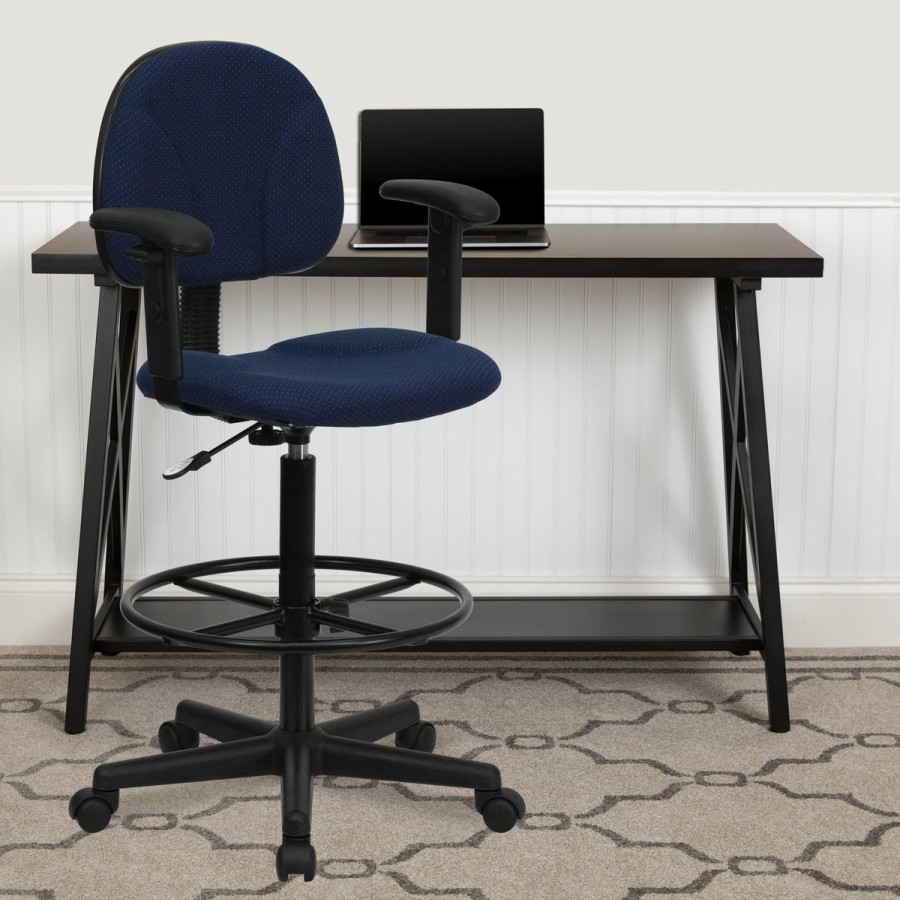 Office & Reception FLASH Drafting Stools | Fabric Drafting Chair With Adjustable Arms (Cylinders: 22.5''-27''H Or 26''-30.5''H)