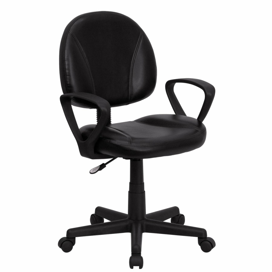 Office & Reception FLASH Task Office Chairs | Mid-Back Leathersoft Swivel Ergonomic Task Office Chair With Back Depth Adjustment And Arms