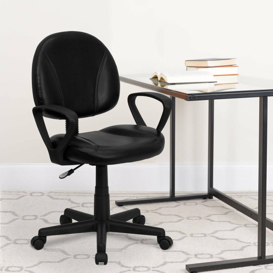 Office & Reception FLASH Task Office Chairs | Mid-Back Leathersoft Swivel Ergonomic Task Office Chair With Back Depth Adjustment And Arms