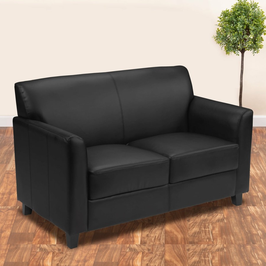 Office & Reception FLASH Reception Loveseats | Hercules Diplomat Series Leathersoft Loveseat With Clean Line Stitched Frame