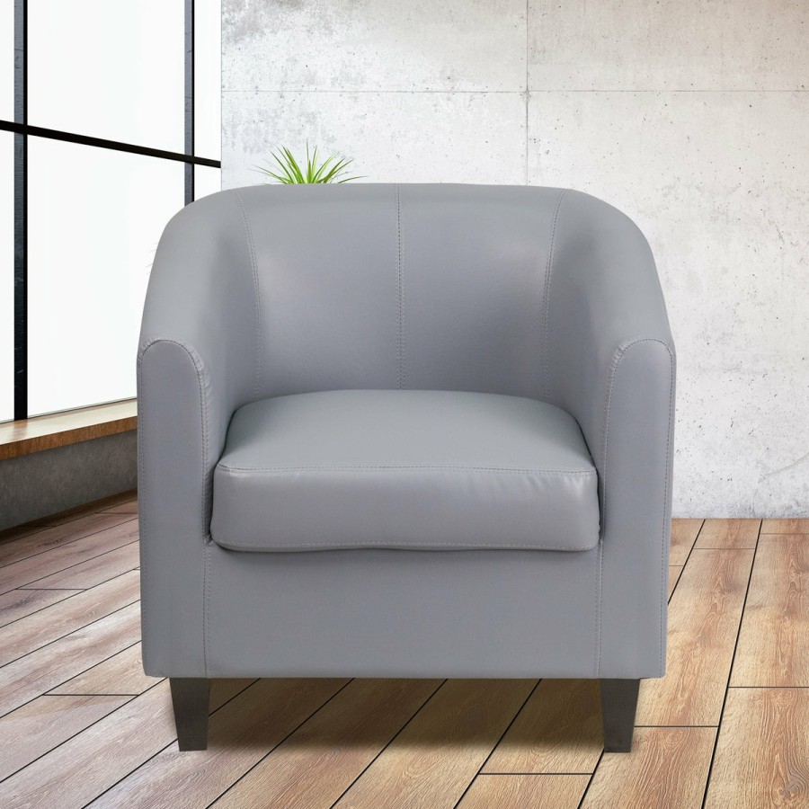 Office & Reception FLASH Reception Chairs | Leathersoft Lounge Chair With Sloping Arms