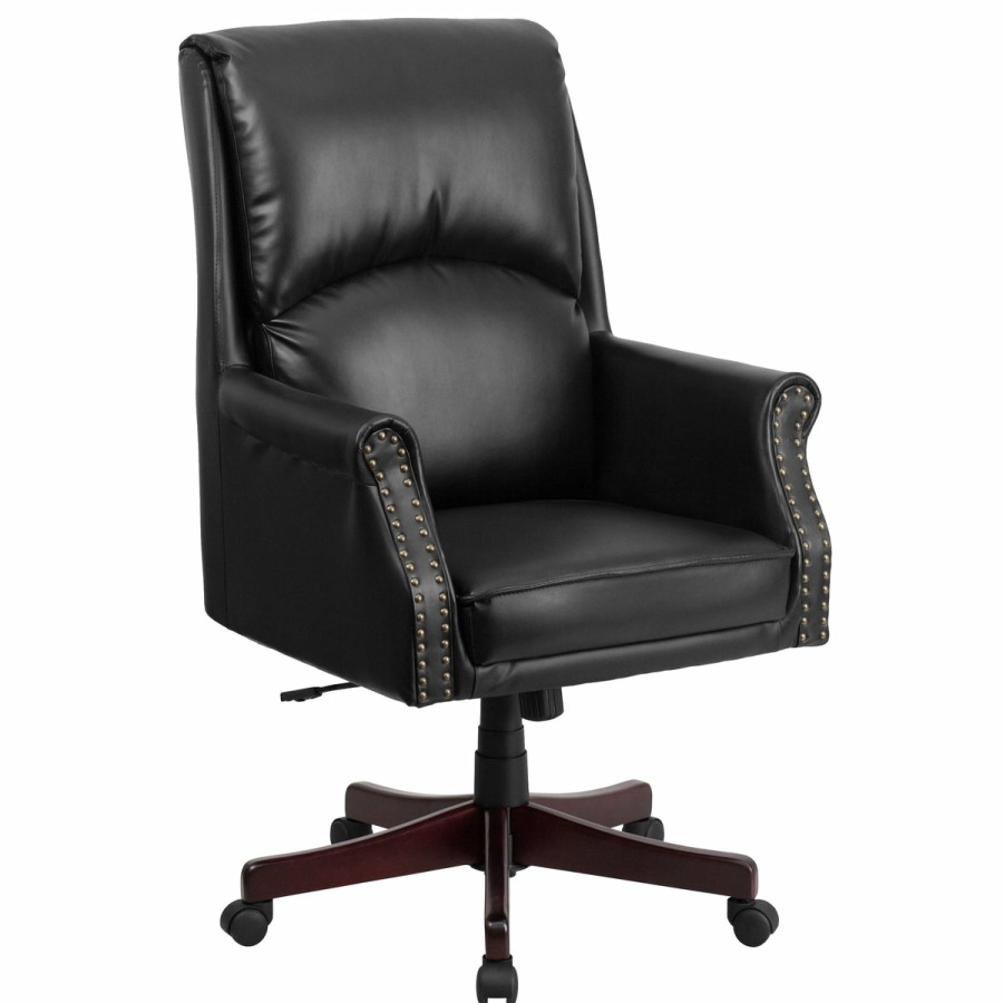 Office & Reception FLASH Executive Office Chairs | High Back Pillow Back Leathersoft Executive Swivel Office Chair With Arms