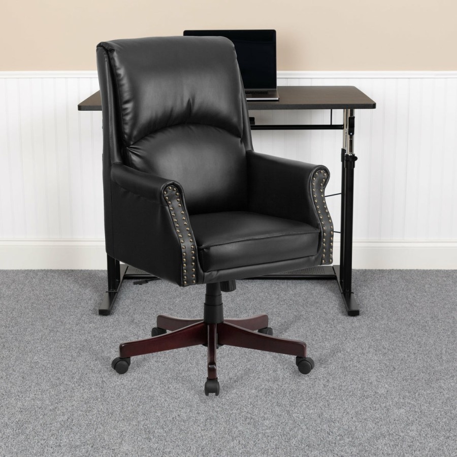 Office & Reception FLASH Executive Office Chairs | High Back Pillow Back Leathersoft Executive Swivel Office Chair With Arms