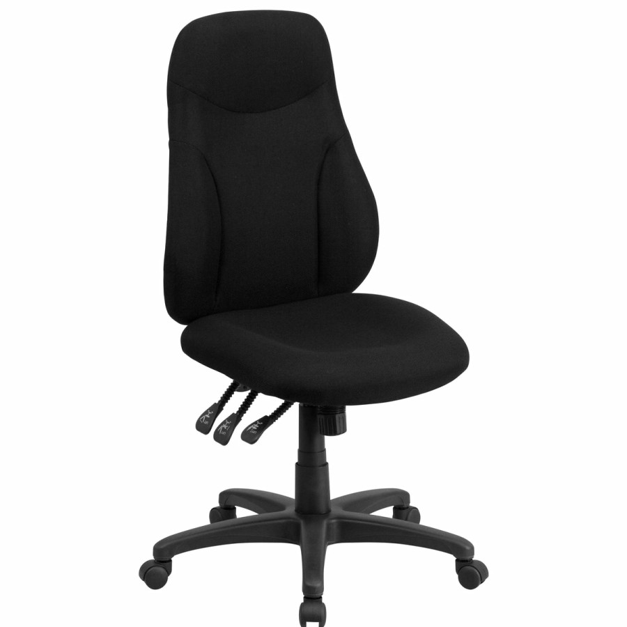 Office & Reception FLASH Task Office Chairs | High Back Fabric Multifunction Swivel Ergonomic Task Office Chair