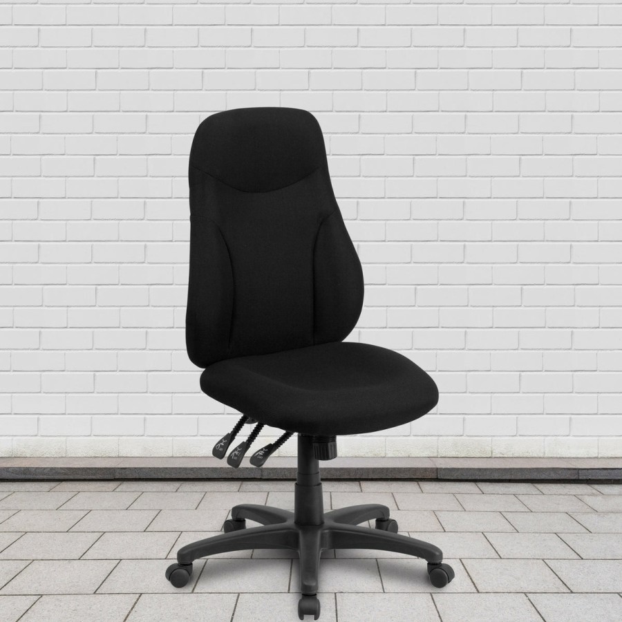 Office & Reception FLASH Task Office Chairs | High Back Fabric Multifunction Swivel Ergonomic Task Office Chair