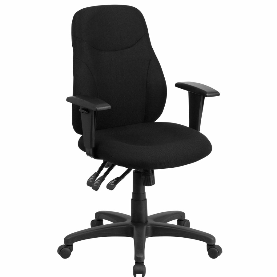 Office & Reception FLASH Task Office Chairs | Mid-Back Fabric Multifunction Swivel Ergonomic Task Office Chair With 1.5" Back Adjustment And Adjustable Arms