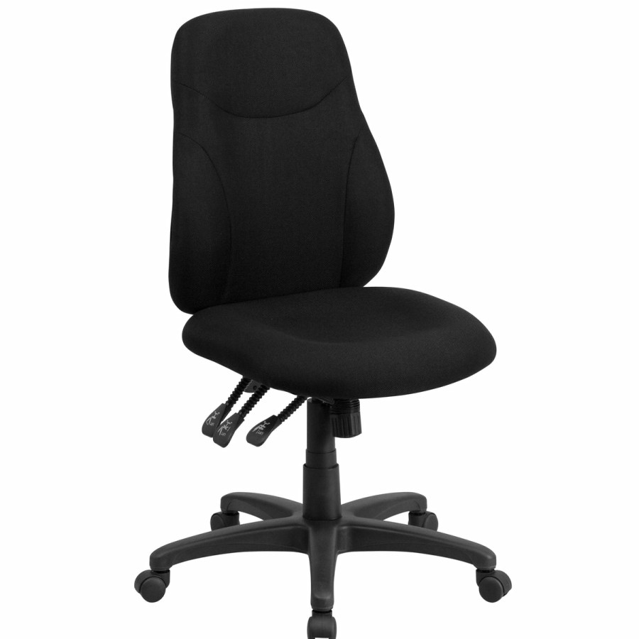 Office & Reception FLASH Task Office Chairs | Mid-Back Fabric Multifunction Swivel Ergonomic Task Office Chair With 1.5" Back Adjustment