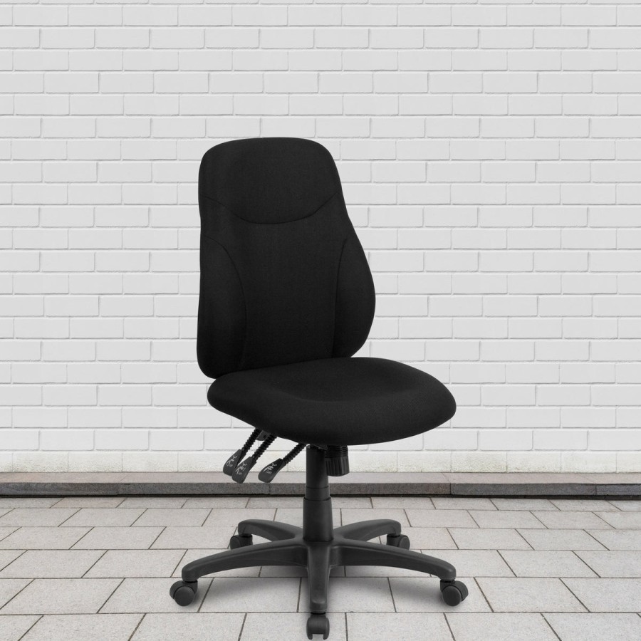 Office & Reception FLASH Task Office Chairs | Mid-Back Fabric Multifunction Swivel Ergonomic Task Office Chair With 1.5" Back Adjustment