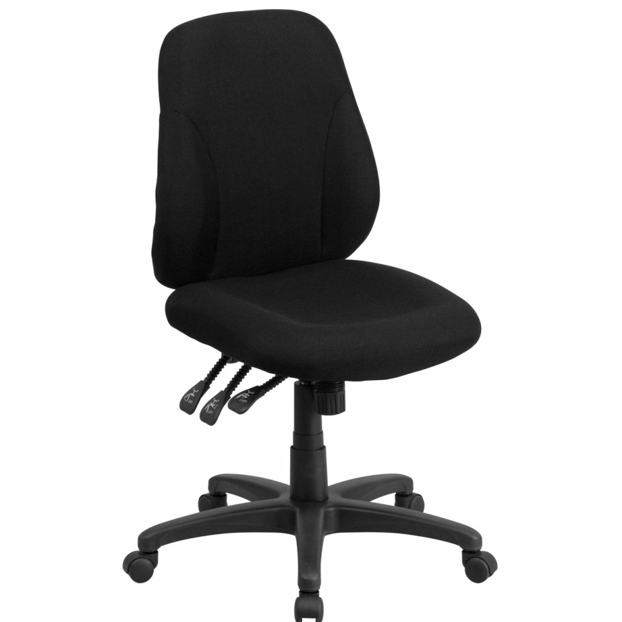 Office & Reception FLASH Task Office Chairs | Mid-Back Fabric Multifunction Swivel Ergonomic Task Office Chair With 1.75" Back Adjustment