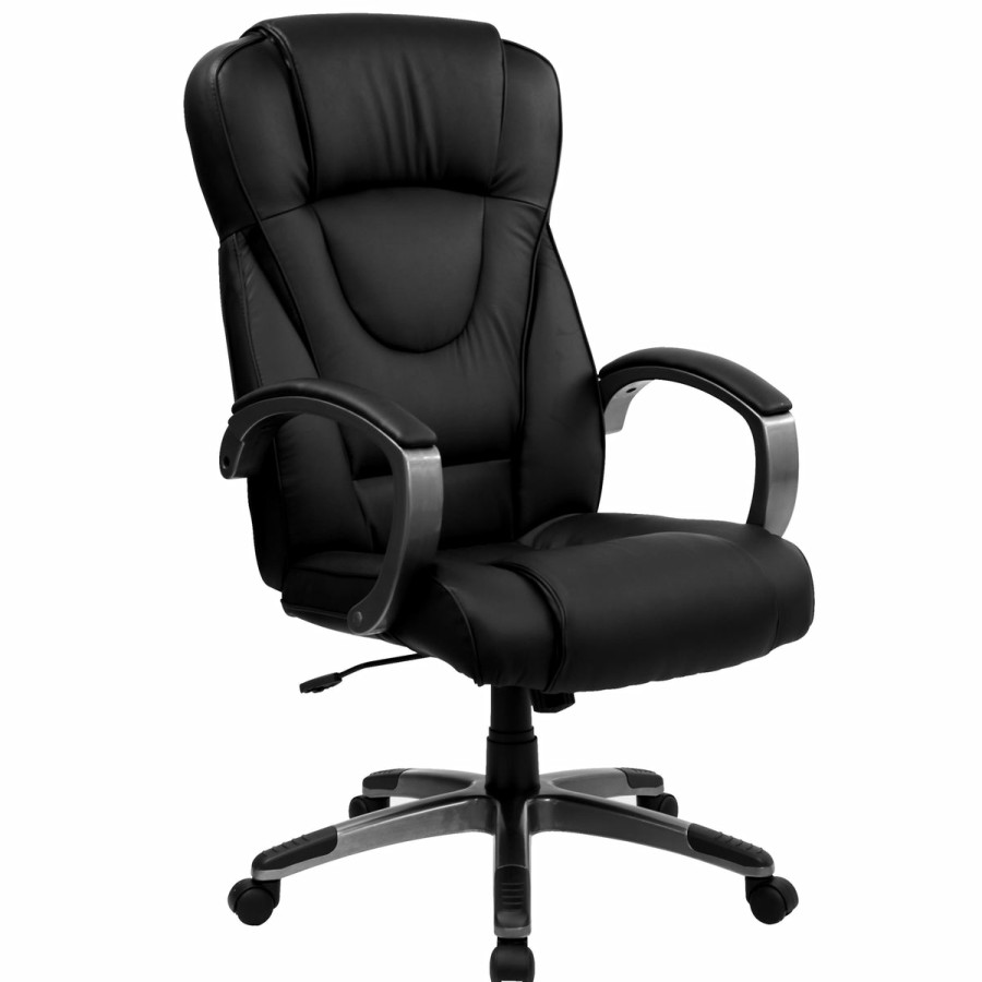 Office & Reception FLASH Executive Office Chairs | High Back Leathersoft Executive Swivel Office Chair With Titanium Nylon Base And Loop Arms